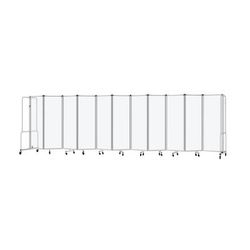 National Public Seating RDG6-11FA 256"L Portable Room Divider w/ 11 Frosted Acrylic Panels & Gray Frame - 6'H, Clear