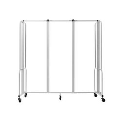 National Public Seating RDG6-3CA 72"L Portable Room Divider w/ 3 Clear Acrylic Panels & Gray Frame - 6'H