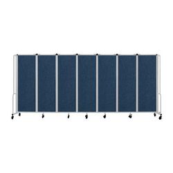 National Public Seating RDG6-7PT04 164"L Portable Room Divider w/ 7 Blue PET Panels & Gray Frame - 6'H
