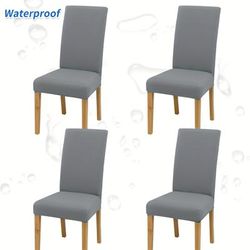 4/6pcs Waterproof Elastic Chair Cover Dining Chair Slipcovers.milk Fiber Fabric Chair Cover For Hotel Dining Roomoffice Banquet House Home Decor