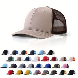 Color Block Casual Trucker Hat Unisex Simple Mesh Baseball Lightweight Breathable Adjustable Sun Hats For Women & Men