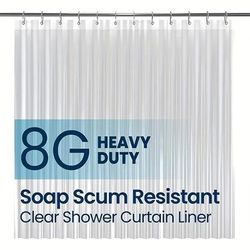 1pc Clear Shower Curtain, Polyester Shower Liner, Waterproof Shower Curtain Liner, With Magnet Without Hook Decorate The Bathroom