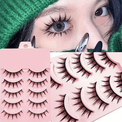 5 Pairs Manga Eyelashes, Japanese Makeup Thick And Natural Eyelash Extensions, Cosplay Anime Eyelashes Makeup Tool