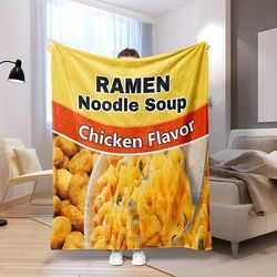 1pc Chicken Flavor Ramen Blanket, Warm And Comfortable Throw Blanket, Multi-purpose Blanket, Bedroom Covered Blanket, Sofa Blanket