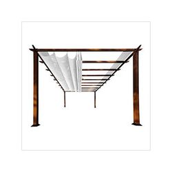 Paragon Outdoor 11 x 16 ft. Florence Soft Top Aluminum Pergola (Chilean Wood / Off White Canopy)
