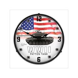 Collectable Sign and Clock WWII Patton Tank Backlit Wall Clock