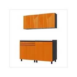 Contur Cabinet 5' Premium Traffic Orange Garage Cabinet System with Butcher Block Tops