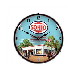Collectable Sign and Clock Sohio Gas Station Backlit Wall Clock