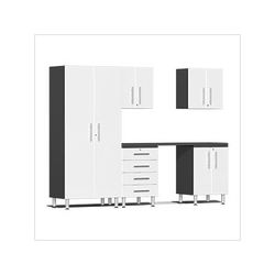 Ulti-MATE Garage Cabinets 6-Piece Garage Cabinet Kit with Channeled Worktop in Starfire White Metallic