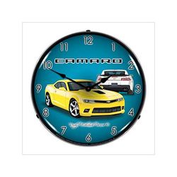 Collectable Sign and Clock 2014 SS Yellow Camaro Backlit Wall Clock