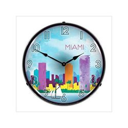 Collectable Sign and Clock Miami Skyline Backlit Wall Clock