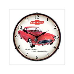 Collectable Sign and Clock 1957 Corvette Fuel Injection Backlit Wall Clock