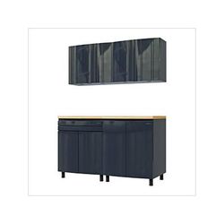Contur Cabinet 5' Premium Karbon Black Garage Cabinet System with Butcher Block Tops
