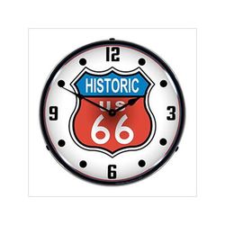 Collectable Sign and Clock Historic Route 66 Backlit Wall Clock
