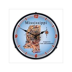 Collectable Sign and Clock Mississippi Supports the 2nd Amendment Backlit Wall Clock