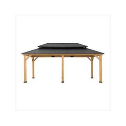 Sunjoy Group 12 x 20 Wooden 2-Tier Hardtop Gazebo with Ceiling Hook