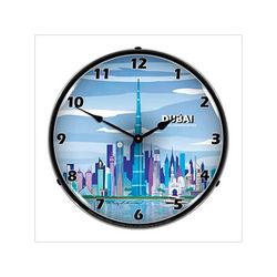 Collectable Sign and Clock Dubai Skyline Backlit Wall Clock