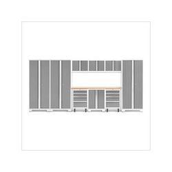 NewAge Garage Cabinets BOLD Series Platinum 10-Piece Set with Bamboo Top