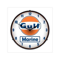 Collectable Sign and Clock Gulf Marine Backlit Wall Clock