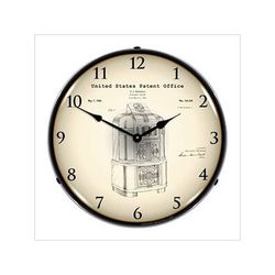 Collectable Sign and Clock 1940 Rockola Jukebox Patent Blueprint Backlit Wall Clock
