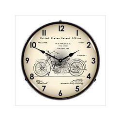 Collectable Sign and Clock 1928 Harley Patent Blueprint Backlit Wall Clock