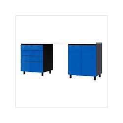 Contur Cabinet 7.5' Premium Santorini Blue Garage Cabinet System with Stainless Steel Tops