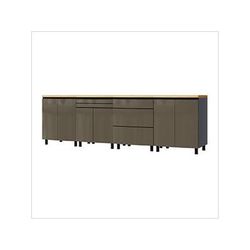 Contur Cabinet 10' Premium Terra Grey Garage Cabinet System with Butcher Block Tops