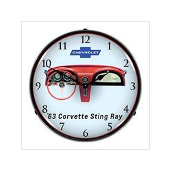 Collectable Sign and Clock 1963 Corvette Dash Backlit Wall Clock
