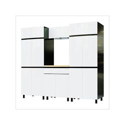 Contur Cabinet 7.5' Premium Alpine White Garage Cabinet System with Butcher Block Tops