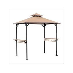 Sunjoy Group 5 x 8 Steel Soft Top Grill Gazebo with Bar Shelves