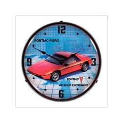 Collectable Sign and Clock 1984 Pontiac Fiero Backlit Wall Clock