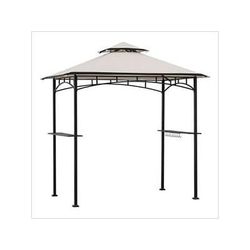 Sunjoy Group 5 x 8 Steel Soft Top Grill Gazebo with Bar Shelves
