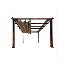 Paragon Outdoor 11 x 11 ft. Florence Soft Top Aluminum Pergola (Chilean Wood / Cocoa Canopy)