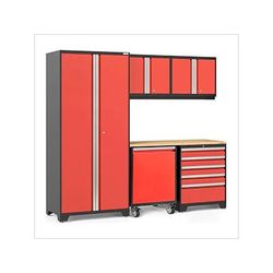 NewAge Garage Cabinets PRO Series Red 6-Piece Set with Bamboo Top