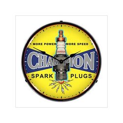 Collectable Sign and Clock Champion Plugs Vintage Backlit Wall Clock