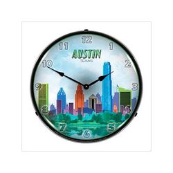 Collectable Sign and Clock Austin Skyline Backlit Wall Clock