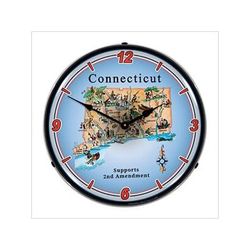 Collectable Sign and Clock Connecticut Supports the 2nd Amendment Backlit Wall Clock