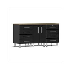Ulti-MATE Garage Cabinets 4-Piece Garage Workstation Kit with Bamboo Worktop in Midnight Black Metallic
