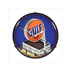 Collectable Sign and Clock Gulf Gas Station Backlit Wall Clock