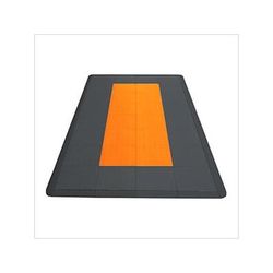 Speedway Tile Motorcycle Garage Floor Tile Mat / Pad (Black / Orange)