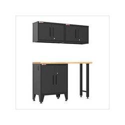 Armadillo Tough Black 4-Piece Garage Cabinet Set with Levelers