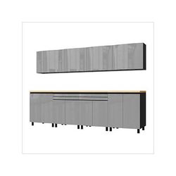 Contur Cabinet 10' Premium Lithium Grey Garage Cabinet System with Butcher Block Tops