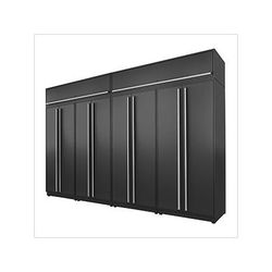 Proslat Garage Cabinets 6-Piece Mat Black Extra Tall Garage Cabinet Set with Silver Handles