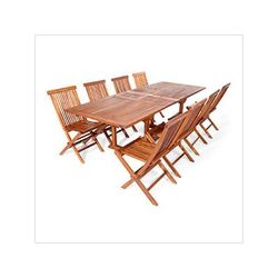 All Things Cedar 9-Piece Twin Butterfly Extension Table Folding Chair Set with Green Cushions