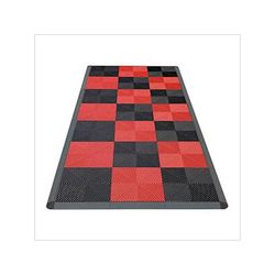 Swisstrax Ribtrax Pro Motorcycle Garage Floor Tile Mat (Jet Black / Racing Red)