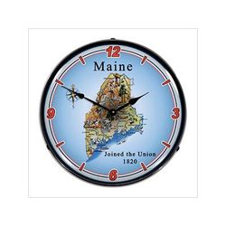 Collectable Sign and Clock State of Maine Backlit Wall Clock