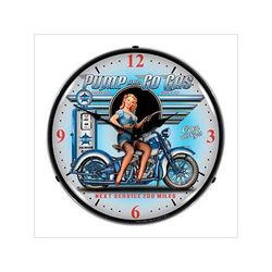 Collectable Sign and Clock Pump N Go Gas Backlit Wall Clock