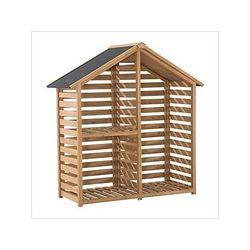 Sunjoy Group Cedar Firewood Storage Rack Shed