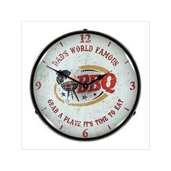 Collectable Sign and Clock Dad's World Famous BBQ Backlit Wall Clock