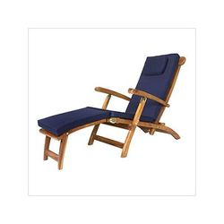 All Things Cedar 5-Position Steamer Chair with Blue Cushions